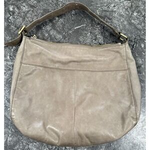 HOBO Leather Oversized Slouchy Shoulder Bag Adjustable Strap Soft Beige Leather